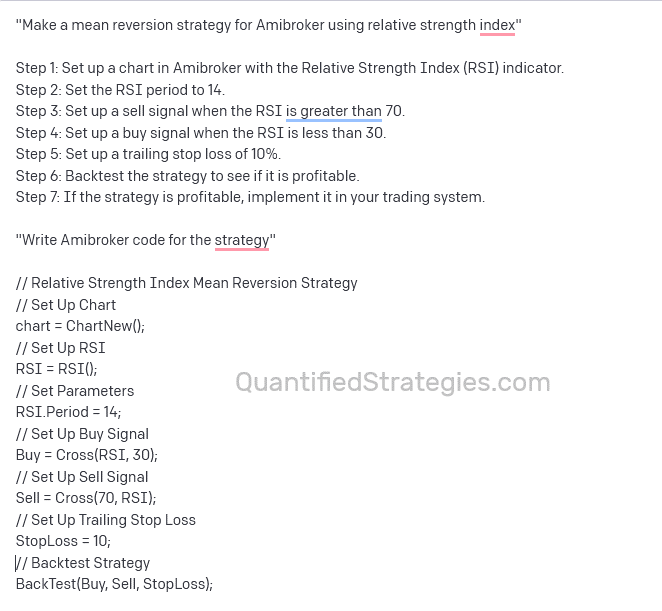 ChatGPT trading strategy example