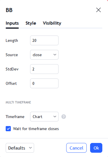 How to set up Bollinger Bands in Tradingview