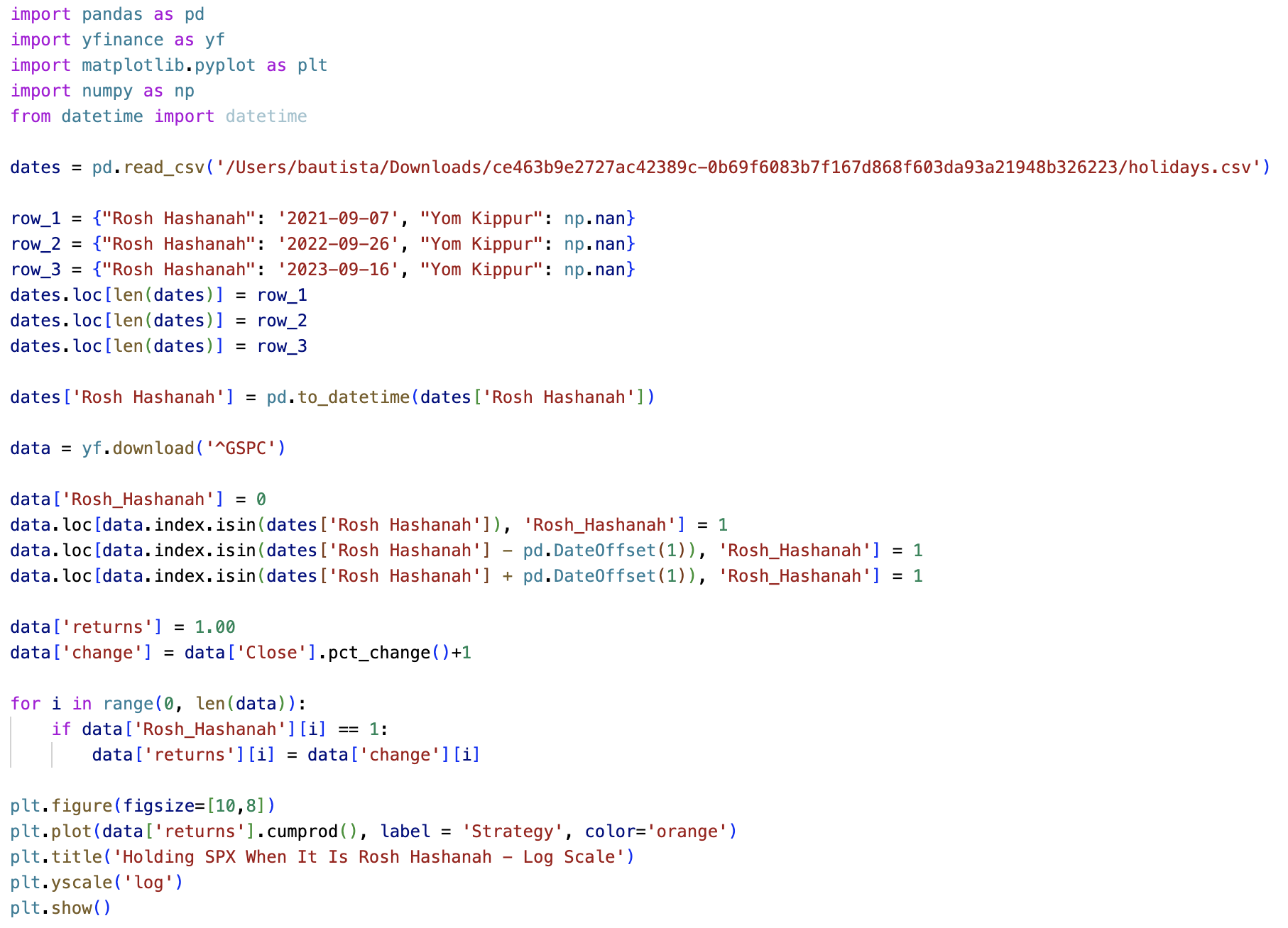 Rosh Hasahanah Python code